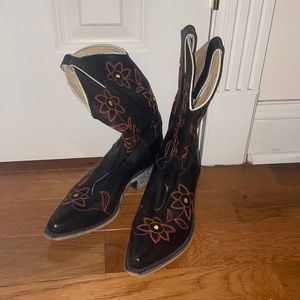 Red Flowered Justin Boots